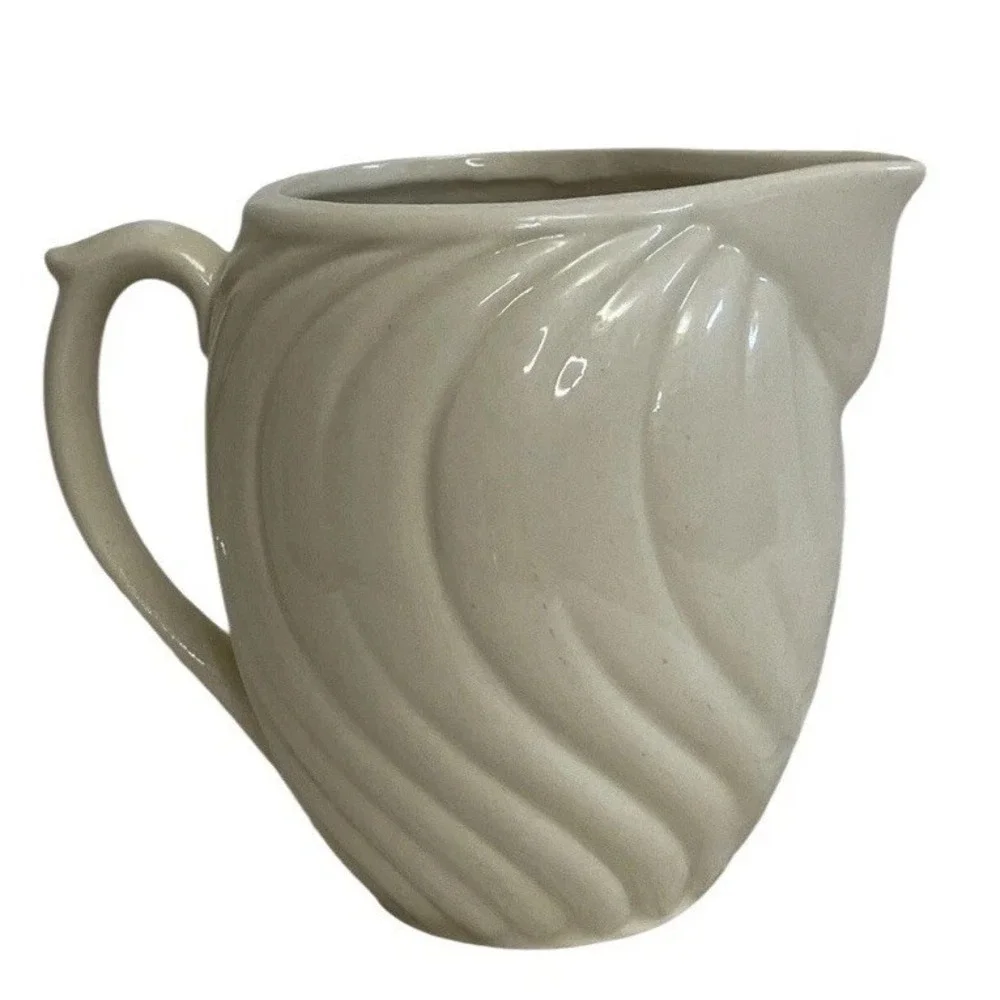 Vintage American Bisque Pink Flower Floral Pitcher